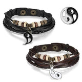 Bracelet Couple <br> Yin et Yang Séparable (Cuir)