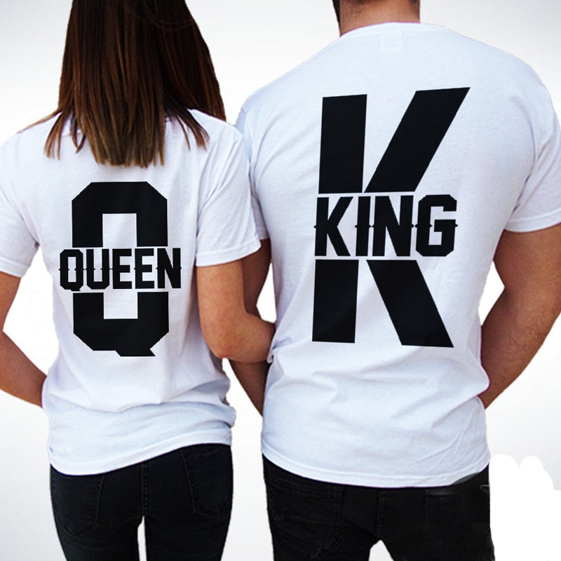 Lot de 2 T-shirts pour amoureux : KING & QUEEN - Saint Valentin