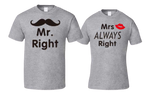 Assortis T-shirt Couple Mr&Mrs Right gris