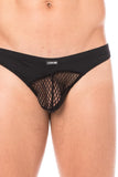 Lingerie homme : string noir opaque et transparent douillet