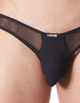 Lingerie homme : string noir avec résille confort