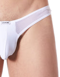 Lingerie homme : string blanc avec résille épais