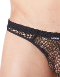 Sous vêtement homme : string noir filet irrégulier confort