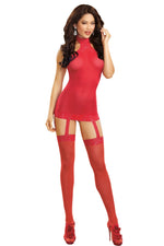 Bodystocking rouge effet guêpière sexy