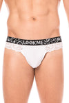 String blanc en dentelle douce et délicate pour homme