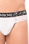 String blanc en dentelle douce et délicate pour homme