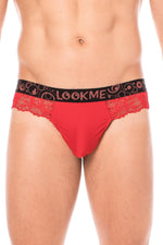 String rouge en dentelle douce et délicate pour homme