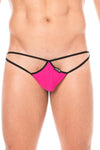 Mini string magenta pour homme en forme de goutte avec sur les côtés des ficelles de maintien. confort