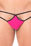 Mini string magenta pour homme en forme de goutte avec sur les côtés des ficelles de maintien. confort