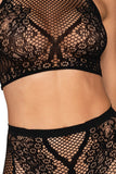 Distributeur en brassière résille et bas imprimé sexy noir de la marque Dreamgirl confort