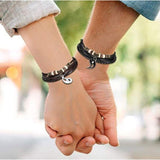 Bracelet Couple <br> Yin et Yang Séparable (Cuir)