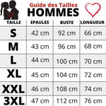 Guide des tailles t-shirt couple Grossesse Humour Homme