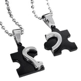 collier couple puzzle en acier noir