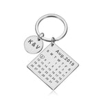 Porte-clés calendrier couple personnalisé de couleur argent