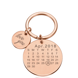 Porte-clés calendrier personnalisé or rose