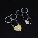 Porte-clés couple original coeur séparable en forme de chat