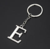 Porte-clés couple lettre "E" argentée