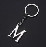 Porte-clés couple lettre "M" argentée