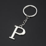 Porte-clés couple lettre "P" argentée