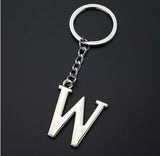 Porte-clés couple lettre "W" argentée