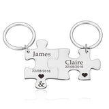 Porte-clés couple puzzle personnalisable couleur argent