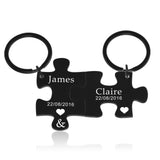 Porte-clés couple puzzle personnalisable couleur noir