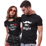 Les deux T-shirt Couple Mr&Mrs Right pas cher