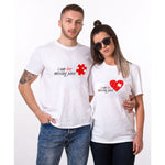Les 2 T-shirt Couple Puzzle I am her missing piece / I am his missing piece