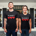 T-shirts couple en coton noir assortis