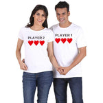 Les 2 t-shirts du couple player 1&2 Blanc