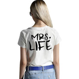 Les 2 T-shirt Couple Mr. Good Mrs. Life modèle femme