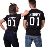 Les 2 T-shirt Couple Hubby/Wifey Coton Qualite