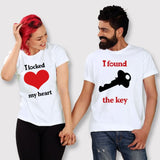 Les deux T-shirt assortis Couple Clé du Cœur pas cher