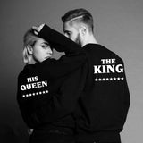Les 2 Sweats Couple King et Queen Capuch Noir The King His Queen