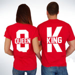 Les 2 T-shirt Couple Queen & King Rouge Assortis