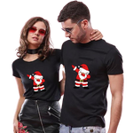 Les 2 T-shirt Couple Père Noël mignon noir