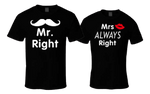 Les 2 T-shirt Couple assortis Mr&Mrs Right