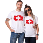tee shirt pour couple drapeau suisse