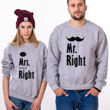 Les 2 Sweats Couple Mr. Right Mrs. Always Right Gris