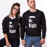Les deux Sweats Couple Mr. Right Mrs. Always Right noir