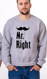 Modele pull assortis homme gris Couple Mr. Right Mrs. Always Right