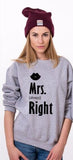 Le pull modele femme gris Mr. Right Mrs. Always Right