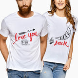 T-Shirt assortis couple lettre d'amour