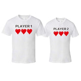 Deux t-shirts assortis pour couple pas chers Player 1&2