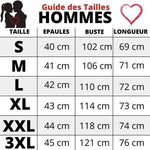 Guide pour la taille du t-shirts couple Hommes