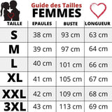 Guide pour la taille du t-shirts du couple Femmes amour